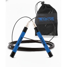 Forge® Speedrope Skipping Rope. Premium, Precision Balanced, Anti-Slip Handles. Self-locking & Adjustable. Ideal for CrossFit, Boxing, HIIT, Circuits and Home Workouts. (Blue)