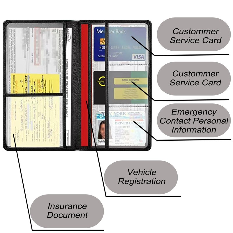 DEWILLO Leather Car Registration and Insurance Cards Holder, Vehicle Glove