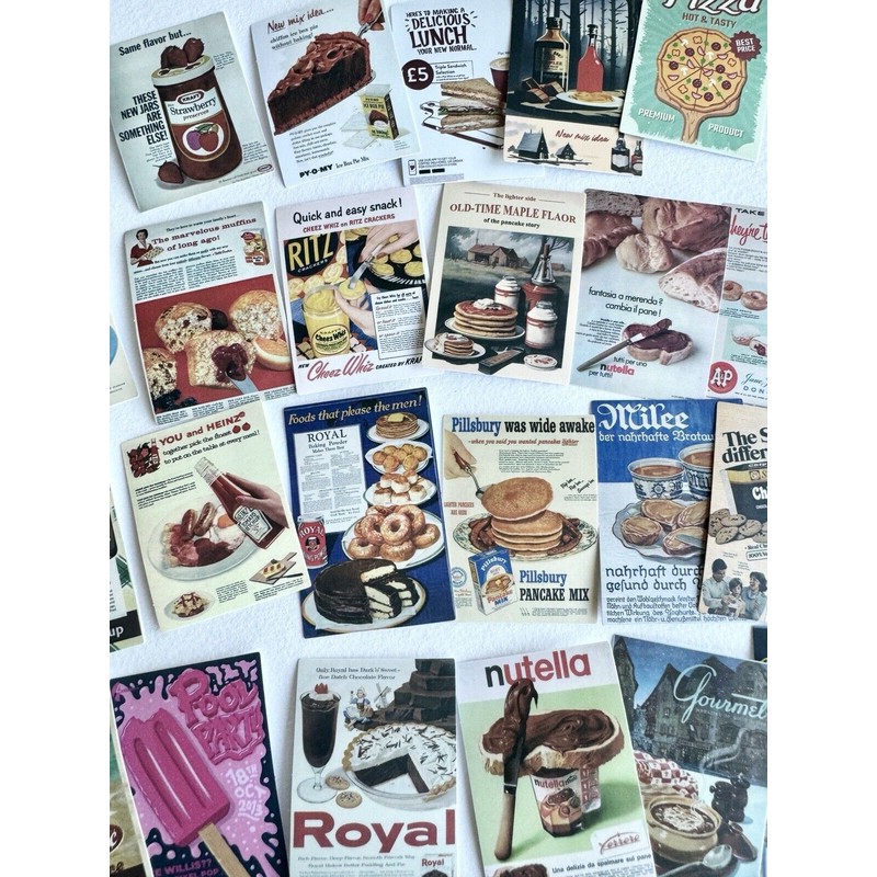 10 Pcs Dollhouse Miniature Restaurant Store Poster Retro self adhesive