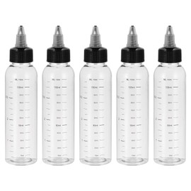 PATIKIL 4oz(120ml) Plastic Dispensing Bottle, 5Pcs Squeeze Graduated Empty Bottles with Black Twist Cap for Liquids, Inks, Oils, Sauces, Arts and Crafts, Transparent