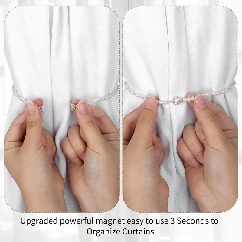 Elegant Magnetic Curtain Tiebacks 2 Pack White Tie Backs for