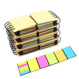 Tueascallk 8 Packs of Portable Combination Sticky Notes, Spiral Notebook Self-Adhesive Notes, 3.3" x 3.2" x 0.9", 250 Sheets/Pack