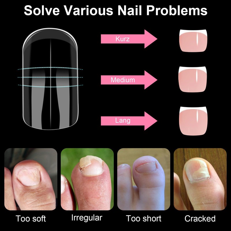Pack of 150 Polygel Nail Shapes for Toes, 15 Sizes,