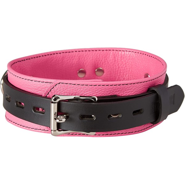 Strict Leather Deluxe Locking Collar, Pink and Black