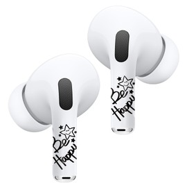 RockMax for AirPods Skin, BE Happy Decal Stickers for Air Pods Pro, Black Wrap Tattoos for AirPods 2nd Generation, Waterproof, No Bubble, Ideal Gift for Kids and Adults