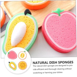 Baluue 12pcs Adorable Fruit Shape Dish Cleaning Sponges Thickened Scrubbers for Efficient Dishwashing Non-Scratch Kitchen Cleaning Tools