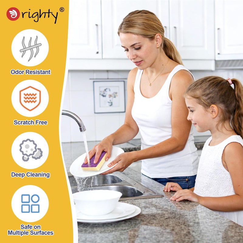 Orighty Dish Sponges, Dual-Sided Temperature-Responsive Kitchen Sponges, Non-Scratch Cleaning Sponge,