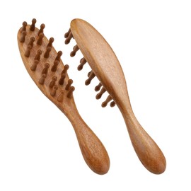 Thatyro 2 Packs Sandalwood Wooden Scalp Massager Hair Growth, Wide Tooth Wooden Comb for Women Men, Loc Brush Dreads Sisterlocks Microlocs Styling Tool Relaxation (A)