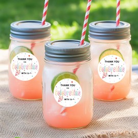 120Pcs Thank You for Celebrating with Us Stickers, 2" White Self-Adhesive Round Stickers for Weddings, Birthdays, Holidays, Gift Wrapping, and Envelope Seals (with us)