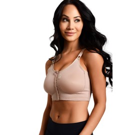 Best Support Post Surgical Bra - i-Bra - Front Fastening - No Cup Size Needed (Small (32), Black)