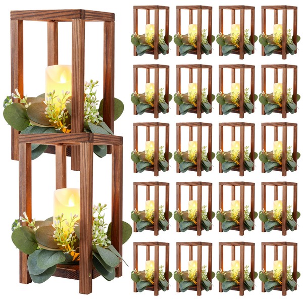 Neoflavie 20 Set Wooden Wedding Lantern Centerpiece, Lantern Candle Holder