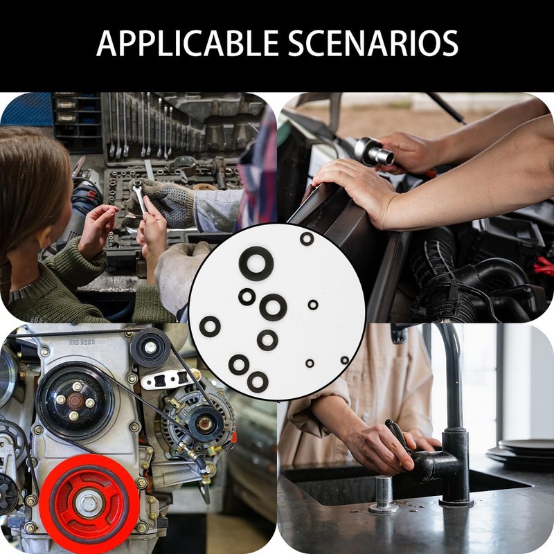 500-Pack Nylon Washers,Black Flat O-Ring Seals & Spacers,Tap Sealing Gasket