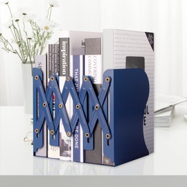 Aobopar Metal Bookends - Heavy Duty Book Holders for Shelves, Suitable for Office, Home and School Use (Dark Blue)