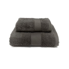 The Colors Luxury Handtuch-Set, 1 Gesichtshandtuch und 1 Gast - JENNY SESAL - Handtücher einfarbig - 100% Baumwolle - Hochwertiger Frottee aus Portugal Gewicht 450 g/m² (Dunkelgrau)
