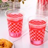 Tiangrid 100 Pcs 16 oz Red and White Checkered Plastic