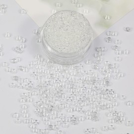 Bala&Fillic Transparent Colour 3 mm Beads for Threading 3600 Pieces/100 g, 8/0 Glass Beads for Making Bracelets, Necklaces and Earrings (Transparent)