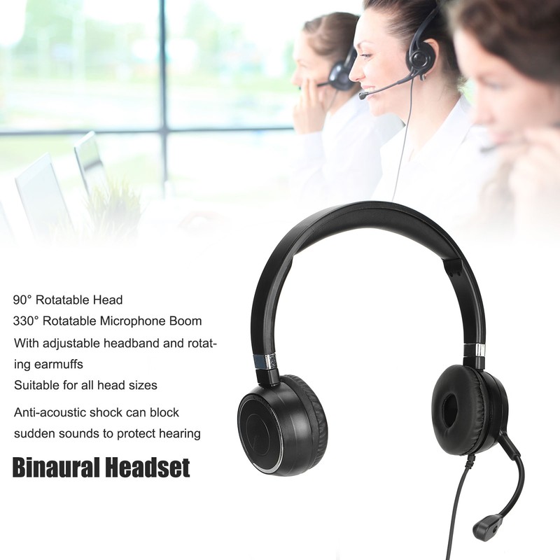 Binaural Headset Office Headset with Mic and Audio Control for