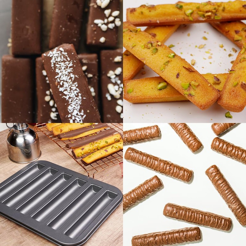 Elesinsoz 6 Cup Financier Cake Baking Pan Breadstick Biscotti Ladyfinger