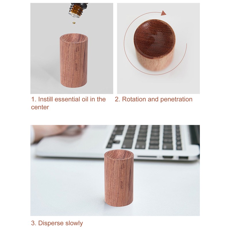 15Pcs Wooden Essential Oil Diffuser Rosewood Portable Mini Round Aromatherapy