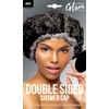 Donna Gorro Ducha Doble Cara Impermeable Plástico Reutilizable Banda Elástica Pelo Mujer Color Negro Talla Grande