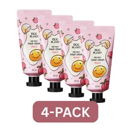 Egg Planet Peach Hand Cream 4-Pack  Moisturizing, Non-Sticky, Hand Lotion 30mlx4