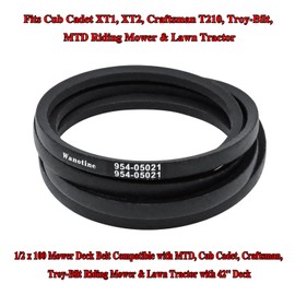 Wanotine 954-05021 Deck Belt Replaces Cub Cadet 42 inch Deck Belt, Fits Cub Cadet XT1, XT2, Craftsman T210, Troy-Bilt, MTD Riding Mower & Lawn Tractor (1/2” x 100”)