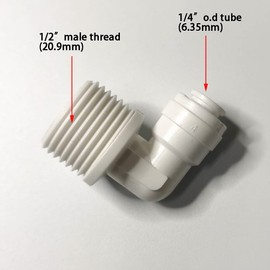 Malida Male Push To Connect Tube Fitting,water purifiers Quick Connector Drinks Dispense and water filtration system fittings (1/2 NPT Male x 1/4 OD Tube Elbow)