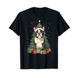 Christmas Tree, ornaments and Cute Frenchie Santa Christmas T-Shirt