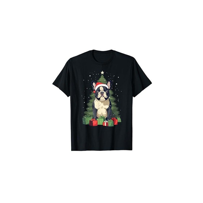 Christmas Tree, ornaments and Cute Frenchie Santa Christmas T-Shirt