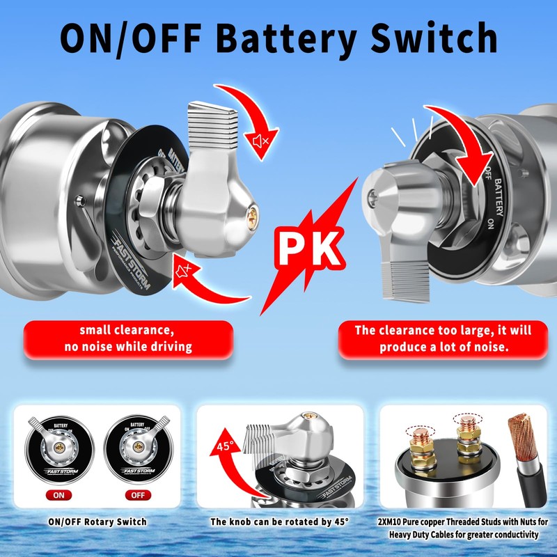 FASTSTORM 200A Battery Disconnect Switch 12V 48V Battery Shut Off