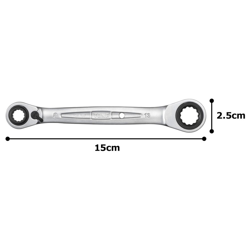TONE RMW-0813 4-Way Ratchet Glasses Wrench Double Side Width 0.3