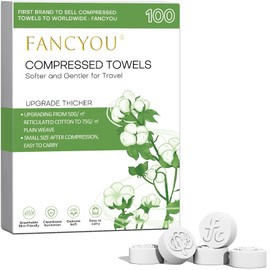 fancyou Toalla Facial Desechable Comprimida Toallitas Desmaquillantes - Mini Paños Biodegradables Cara - Wipes Quitar Maquillaje Kit Viaje para Travel Essentials,Belleza Salón(100 Unidad Verde)