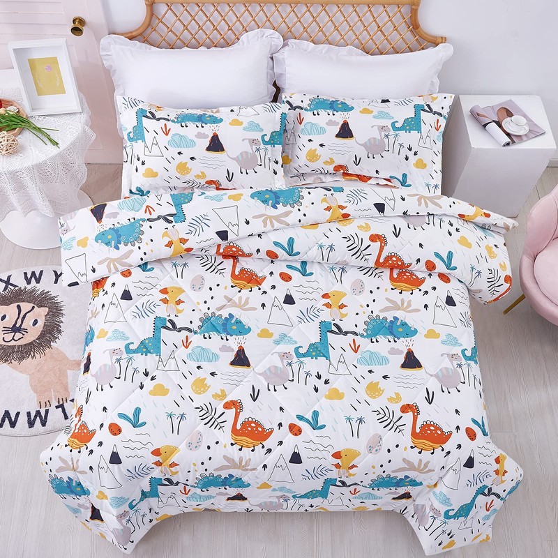JSD Dinosaur Kids Comforter Set Twin Size, 2 Piece Microfiber