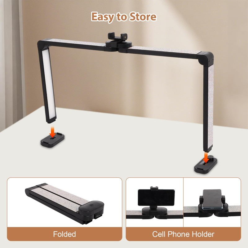 FAHKNS Large Half-Moon Light for Nail Desk, 34IN Foldable LED