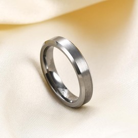 LXBQYSTO 4mm 6mm 8mm Basic Tungsten Ring for Men Casual Tungsten Wedding Band Matte Brushed Finish Comfort Fit (4mm-Silver, 8)