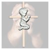 Silver Wall Cross Decor Baptism Gifts Praying,Great for Christening,First Holy