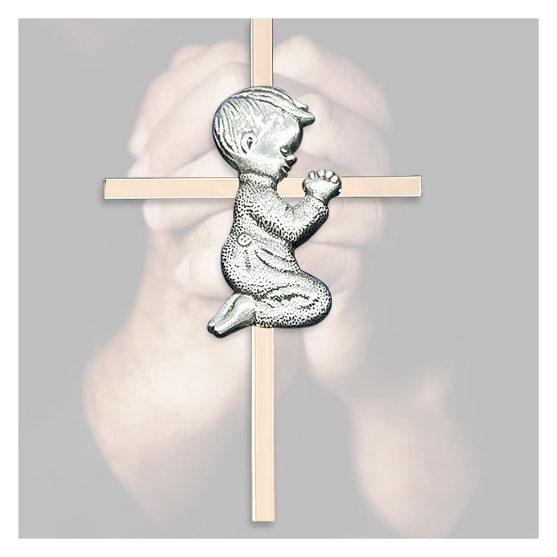 Silver Wall Cross Decor Baptism Gifts Praying,Great for Christening,First Holy