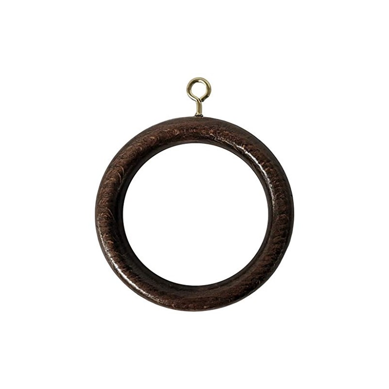 Wooden Curtain Pole Rings Pack of 6 Walnut Effect