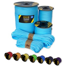 EdcX Paracord 4 mm, 35+ Solid Colours (10 m, 15 m, 30 m, 50 m, 100 m, 300 m), Ideal for Crafts, Camping, Outdoor, 100% Nylon Rope 4 mm, Tactical Cord 550 Type III (Skylight, 10 m)