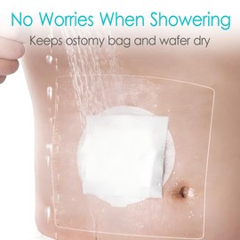 10" x 12" Ostomy Shower Cover Waterproof [Pack of 7], Ostomy Bag Shower Protector Stoma Shower Guard Colostomy Shower Shields for Women Men Showering, Non-Stick Central Pad
