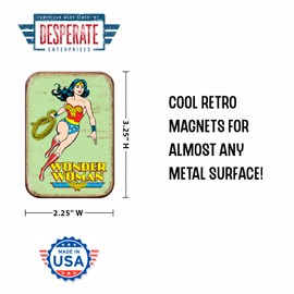 Desperate Enterprises Wonder Woman Retro Refrigerator Magnet - Funny Magnets for Office, Home & School - Made in The USA