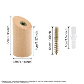 Juyibaao Pack of 8 Wooden Coat Hooks, Single Beech Coat Hooks with Screws, Wooden Hooks, Wall, Round, Multifunctional for Hallway, Living Room, Bedroom, Kitchen