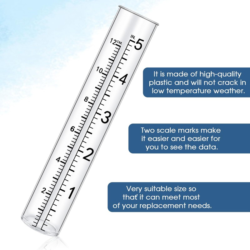 SynHHergyx 2 Pcs 5" Rain Gauge Replacement Tubes for Outdoor