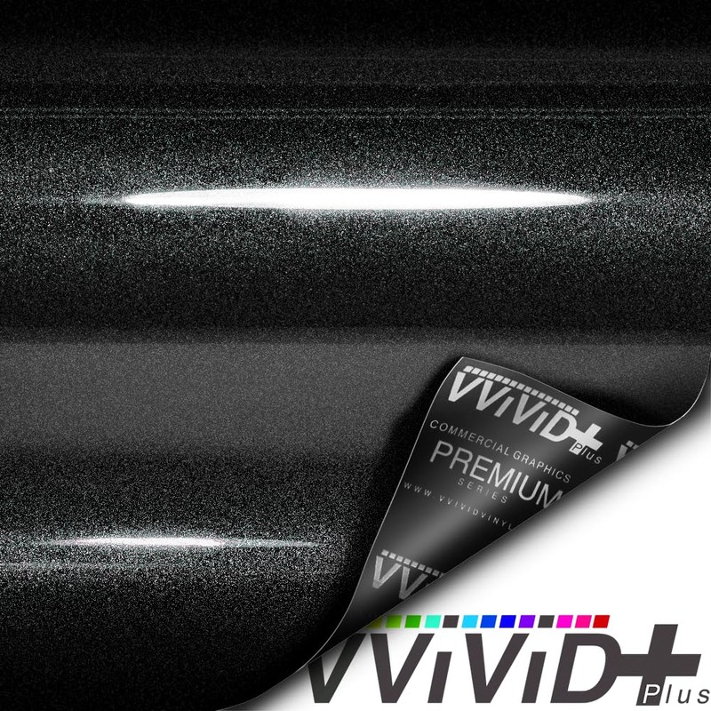 VViViD+ Ultra Gloss Black Metallic Diamond Crystal Vinyl Car Wrap
