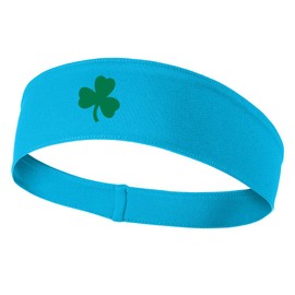 Clover Good Luck Symbol Graphic Printed Moisture Wicking Headbands - Sky Blue