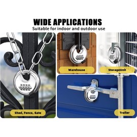 DELSWIN 4 Digit Combination Disc Padlock with Hardened Steel Shackle Outdoor Combo Gate Lock for Sheds, Storage Unit, Garage, Fence, Trailer Tongue (4 Pcs)