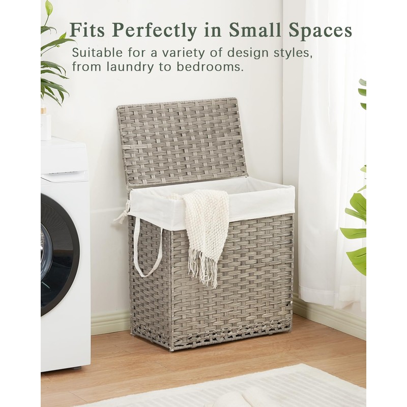 SETVSON Laundry Hamper with Lid Wicker Laundry Basket 112 L
