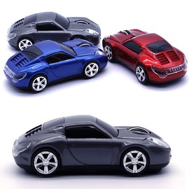 UrChoiceLtd® 2017 2.4GHz Wireless 3D 1600DPI Car Mouse Style Optical Usb Gaming Mouses with Headlight and Tail Light-Up in Grey