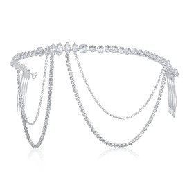 Fdesigner Peineta Para El Pelo De Boda, Tocado De Novia De Cristal, Cadena Dorada Para El Pelo De Novia, Abalorio De Joyería, Accesorios Para El Cabello Para Mujer, Para Fiesta, Graduación, Festival