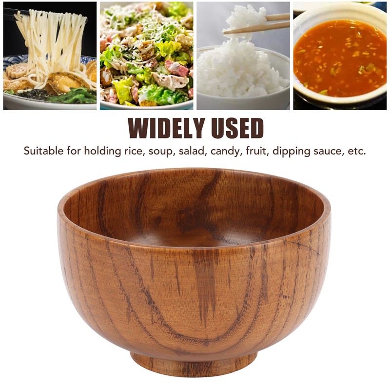 Wood Soup Bowl Unique Texture Exquisite Smoothly Round Wooden Bowl